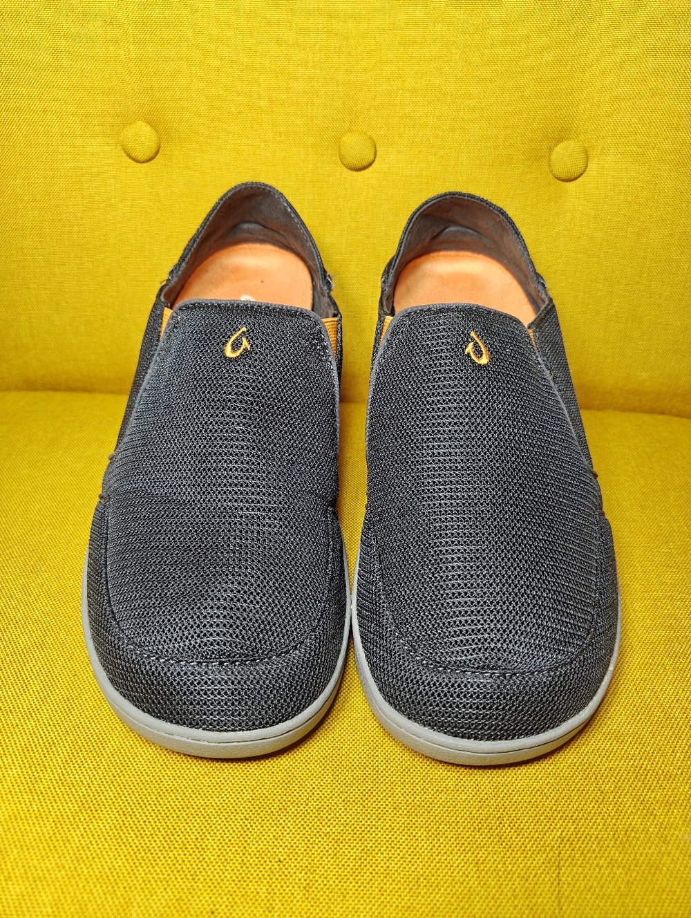 Olukai Men's Nohea Mesh Slip On Casual Shoes Graphite Orange Size 10 - Picture 2 of 8